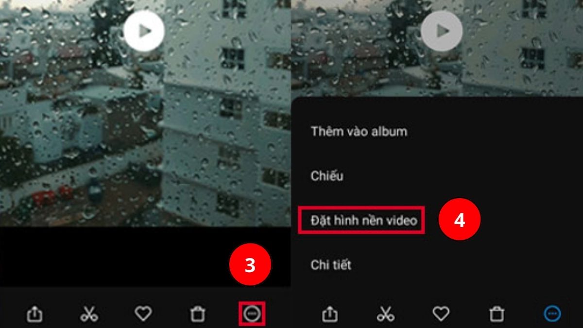Thao tác chọn video làm hình nền động trên giao diện MIUI/HyperOS của Xiaomi.