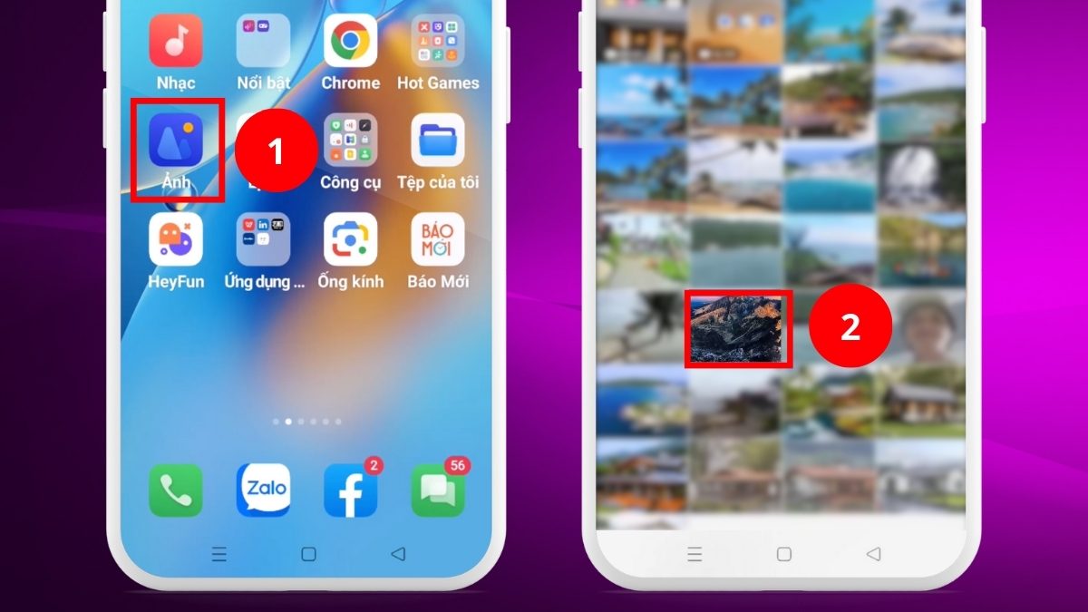 Cách chọn video từ ứng dụng Ảnh trên Oppo để đặt video làm hình nền android.