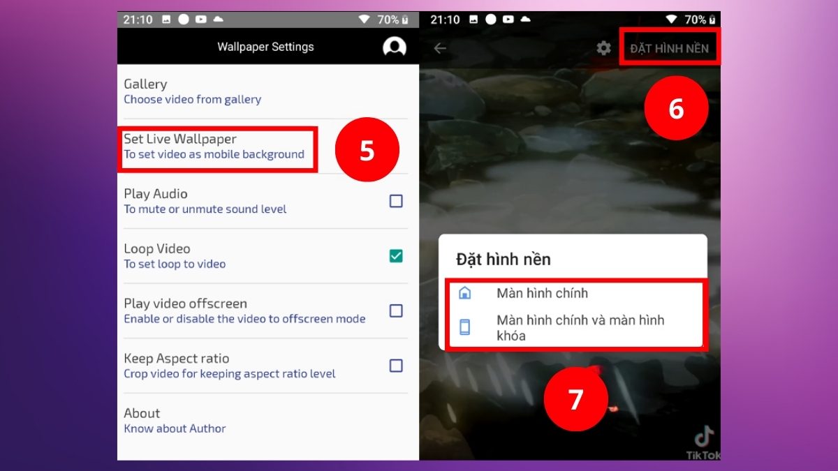 Xác nhận quyền cài đặt video làm hình nền cho màn hình chính Android.