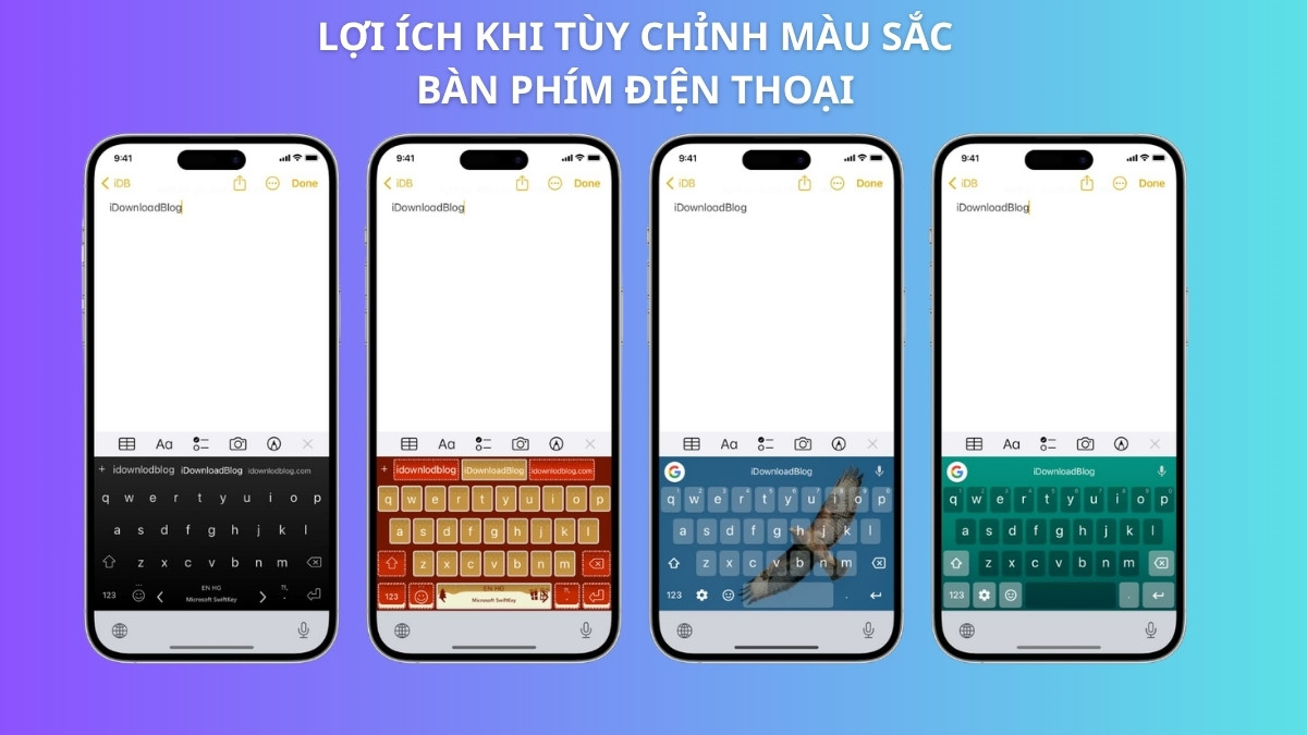 Minh họa lợi ích và cách đổi màu bàn phím trên điện thoại đẹp mắt.