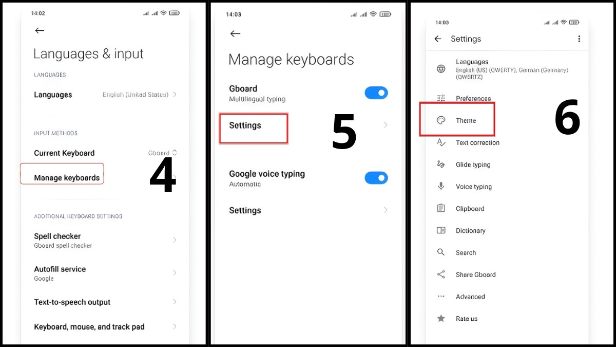 Quản lý bàn phím để biết cách đổi màu bàn phím điện thoại Redmi.