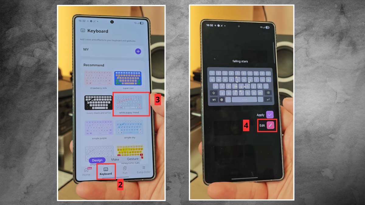 Chỉnh sửa giao diện phím trong Keys Cafe để có ảnh hình nền bàn phím samsung ấn tượng.