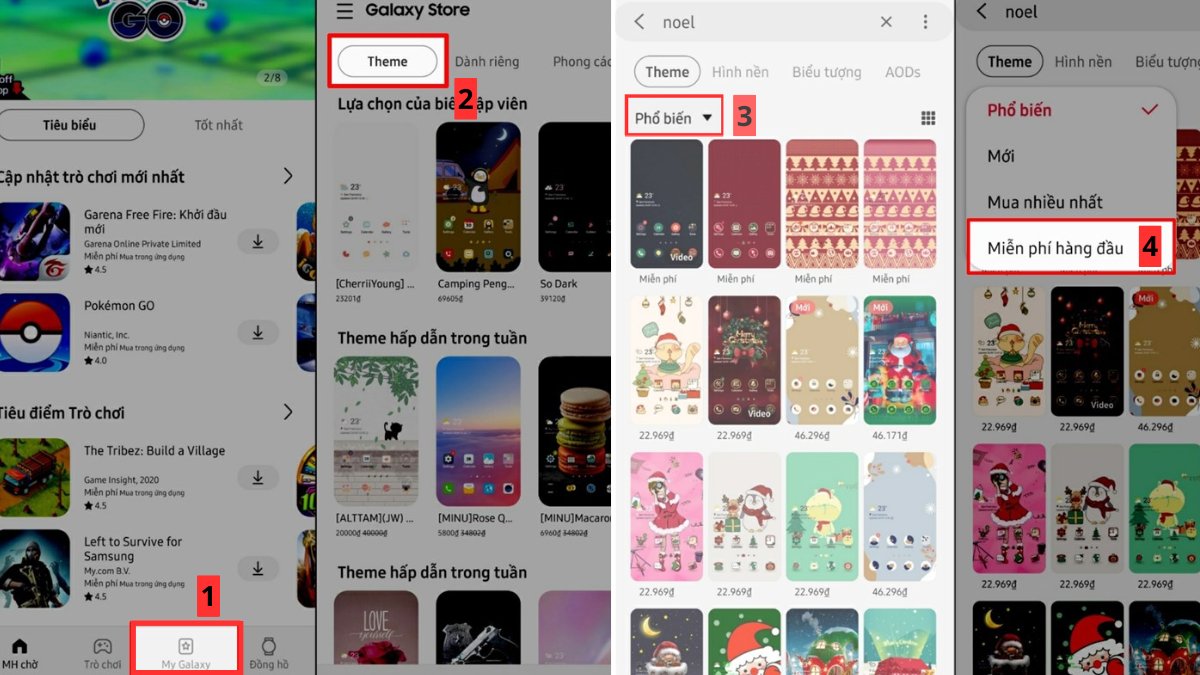Tìm kiếm các bộ chủ đề mới trên Galaxy Store để đổi hình nền bàn phím điện thoại samsung.