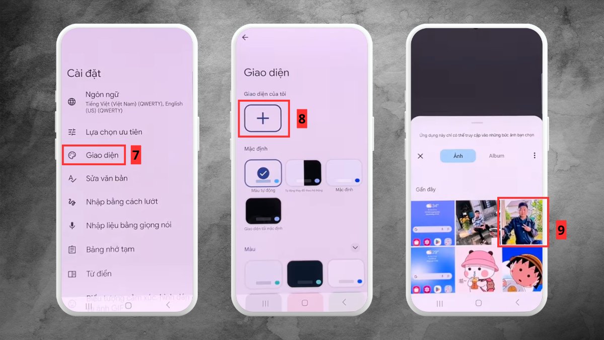Chọn ảnh từ bộ sưu tập để làm ảnh hình nền bàn phím samsung độc đáo.