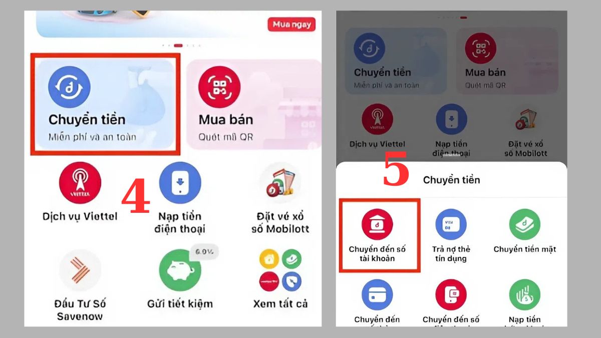 Bước 2: Màn hình Chuyển tiền trong Viettel Money, hướng dẫn cách đổi tiền điện thoại sang thẻ điện thoại.