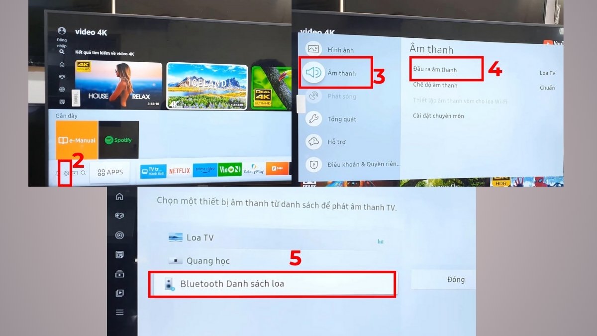 cách tìm bluetooth trên tivi Samsung trong mục Âm thanh