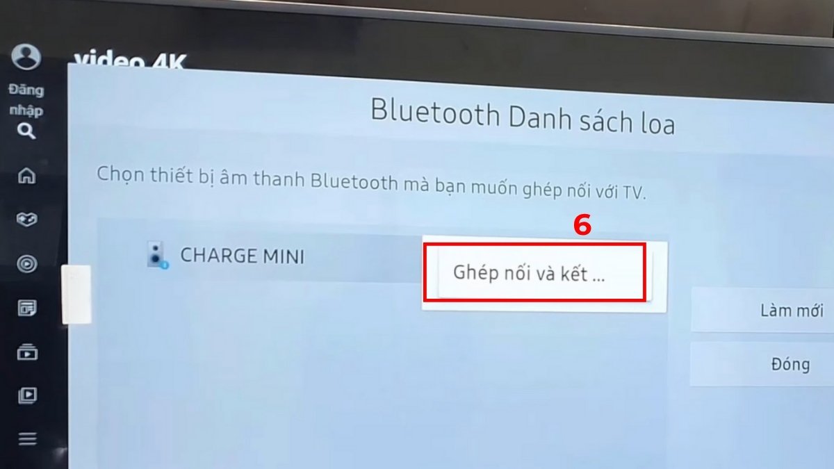 cách bật Bluetooth kết nối trên tivi Samsung chọn Ghép nối