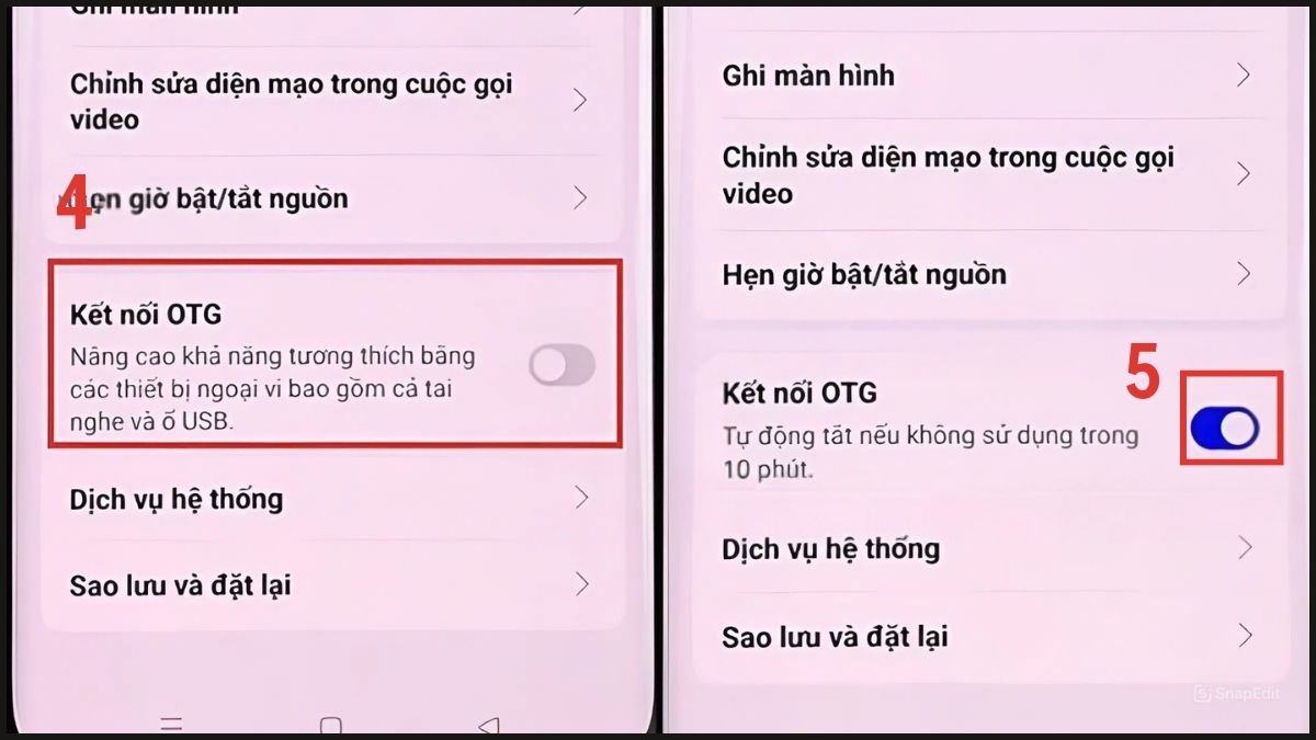Kích hoạt tính năng OTG Android trên Oppo giúp nhận diện các thiết bị ngoại vi.