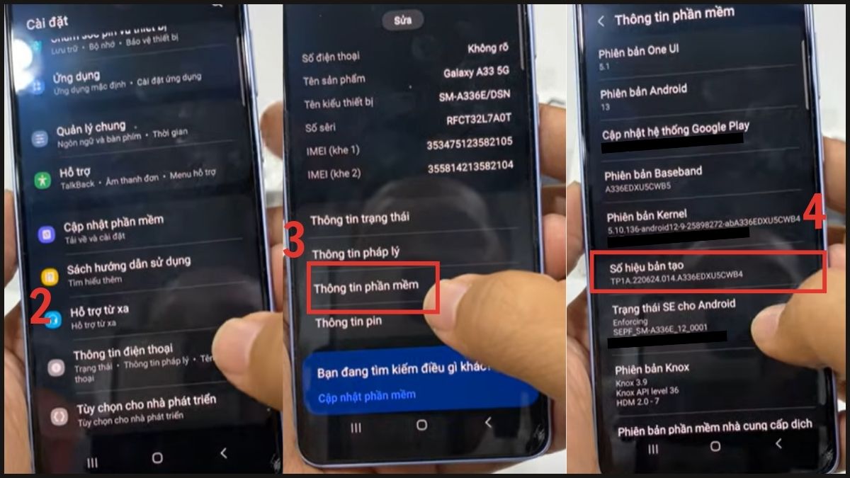 Hướng dẫn bật OTG qua việc kích hoạt Số hiệu bản tạo trong Thông tin phần mềm.