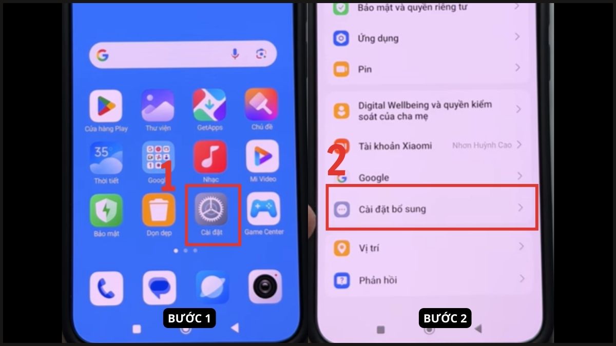 Cách bật OTG trên điện thoại Xiaomi trong mục Cài đặt bổ sung của MIUI.