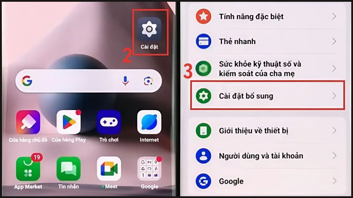 Truy cập Cài đặt bổ sung để thực hiện cách bật OTG trên điện thoại Oppo.