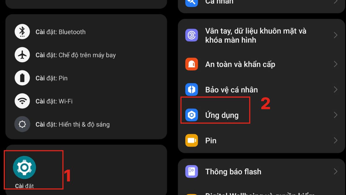 Truy cập mục Ứng dụng trong cài đặt để thực hiện cách bật thông báo tiktok.