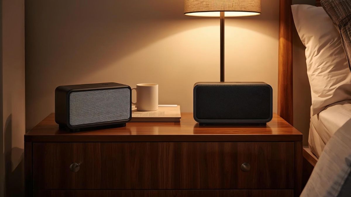Hướng dẫn vị trí đặt loa Bluetooth Stereo thông thoáng trong phòng ngủ.