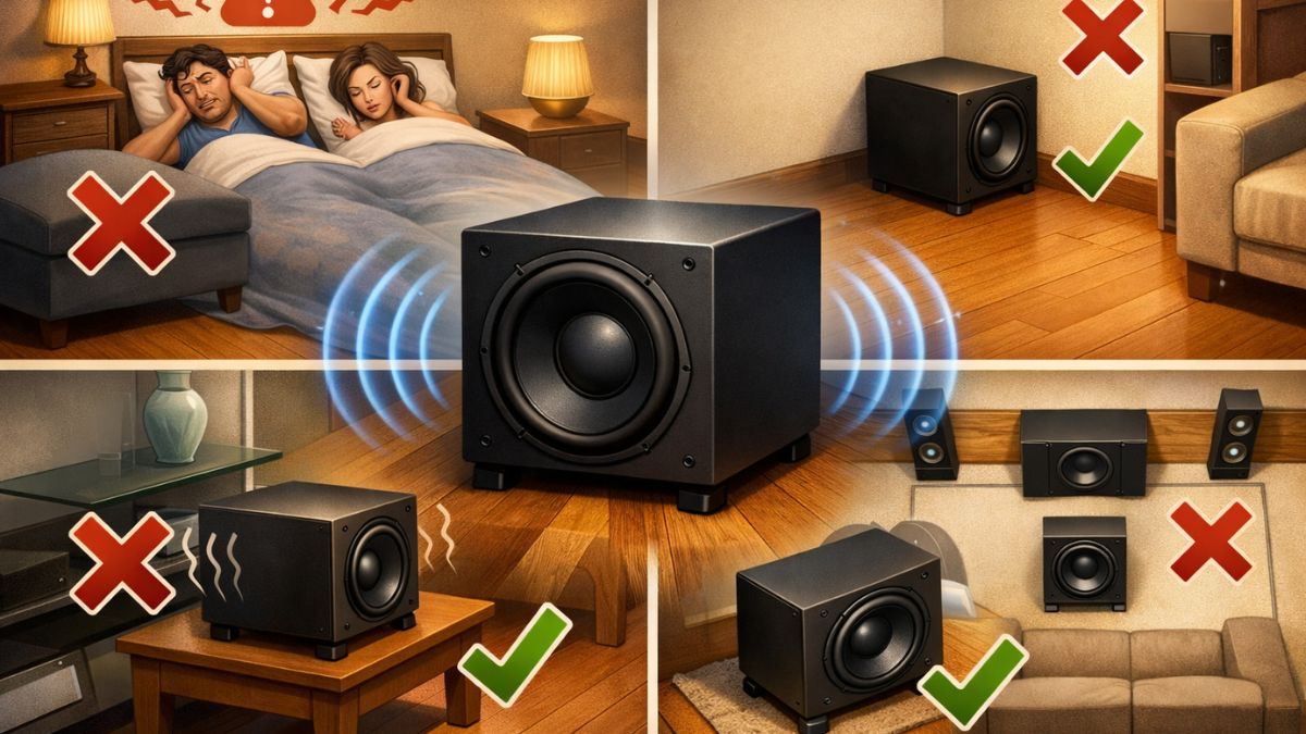 Những quy tắc đặt loa siêu trầm cần nhớ để tránh làm bí và nhiễu âm thanh dải trầm.