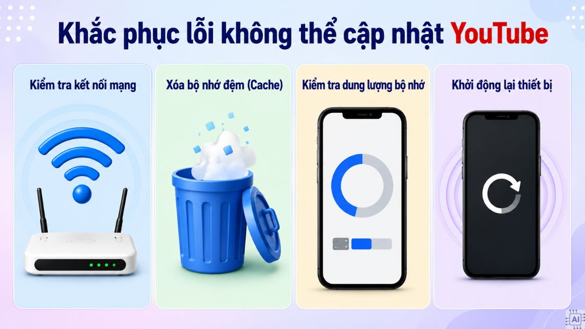 Các giải pháp xử lý sự cố khi không áp dụng được cách cập nhật youtube.