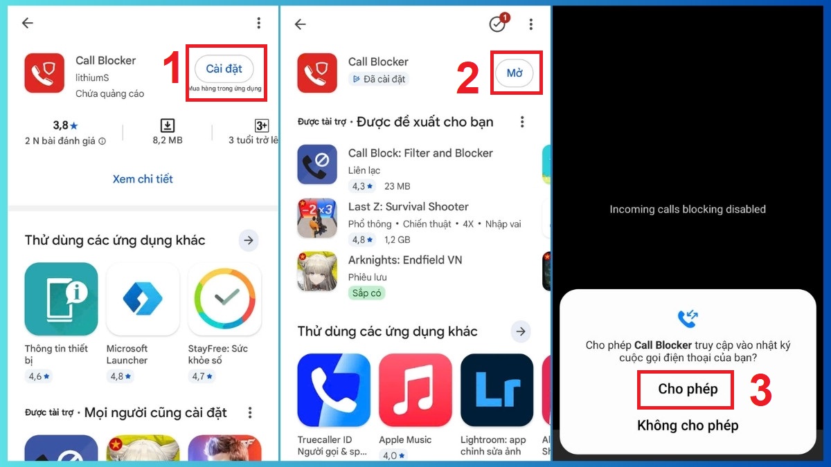 Giao diện ứng dụng Call Blocker giúp chặn số điện thoại bắt đầu bằng 028.
