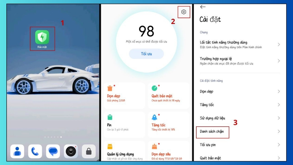 Vào cài đặt danh sách chặn để tìm cách chặn số điện thoại bắt đầu bằng 028.