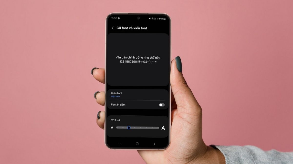Giao diện điều chỉnh cỡ font và kiểu font, bước quan trọng trong cách chỉnh cỡ chữ trên điện thoại Samsung.