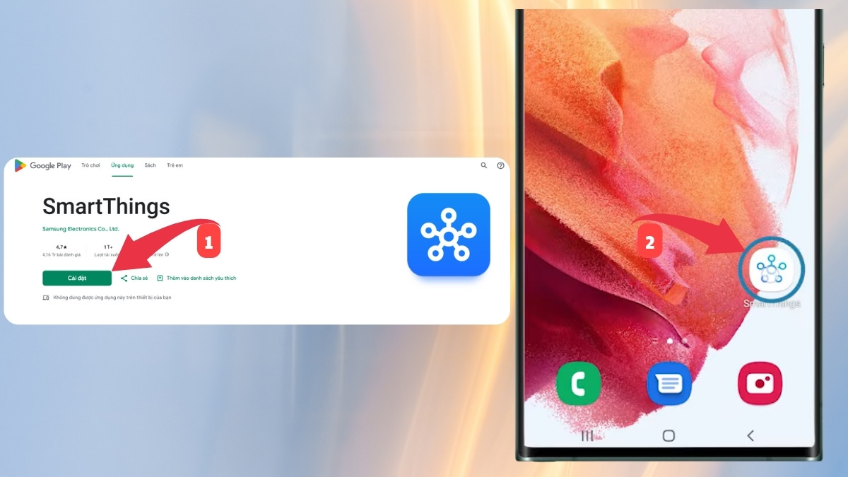 Mở ứng dụng SmartThings để bắt đầu chỉnh loa samsung trên điện thoại.