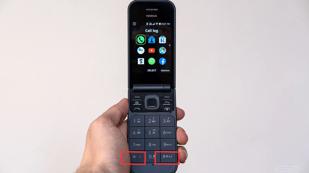 Nhấn phím * và # là cách chụp màn hình Nokia cục gạch chạy hệ điều hành KaiOS.