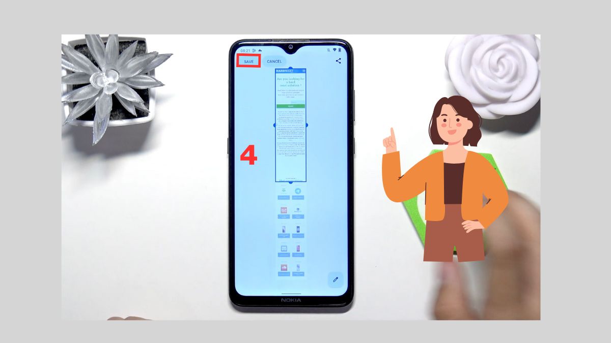 Sử dụng tính năng Capture more trong cách chụp màn hình Nokia C21 Plus để chụp cuộn.