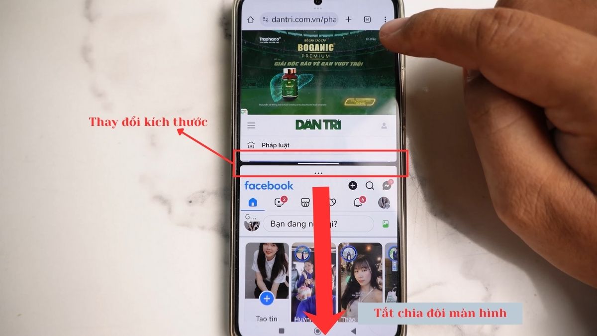Cách chia đôi màn hình điện thoại Android và tùy chỉnh thay đổi kích thước hai cửa sổ.