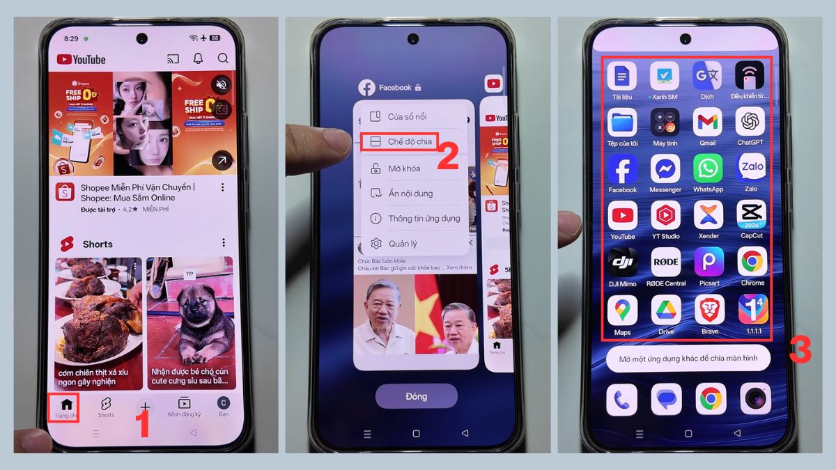Hướng dẫn chia đôi màn hình Android trên Oppo bằng tính năng Chế độ chia tiện lợi.