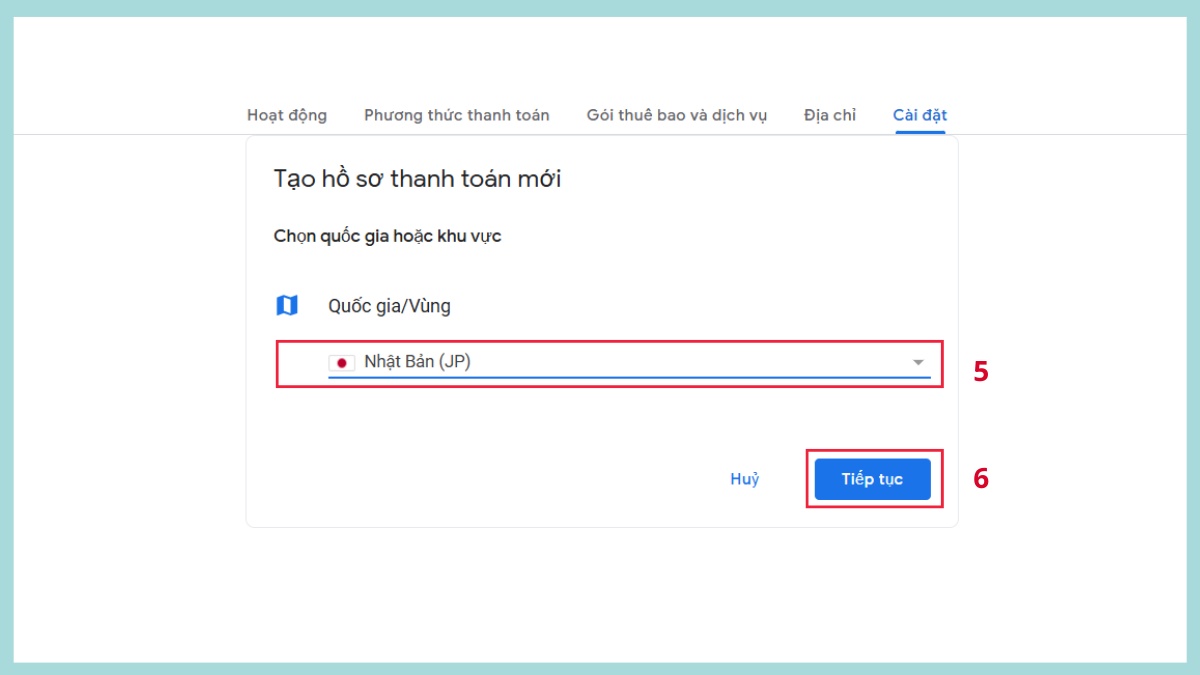 chọn quốc gia Nhật Bản (JP) trong hướng dẫn cách chuyển ch play sang nước ngoài