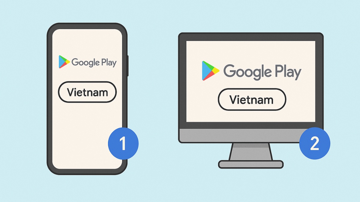 so sánh cách chuyển vùng ch play trên điện thoại và máy tính (Việt Nam)