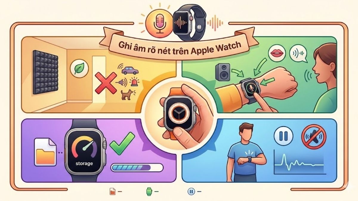 Các mẹo quan trọng giúp thực hiện cách ghi âm trên Apple Watch đạt chất lượng âm thanh tốt nhất.