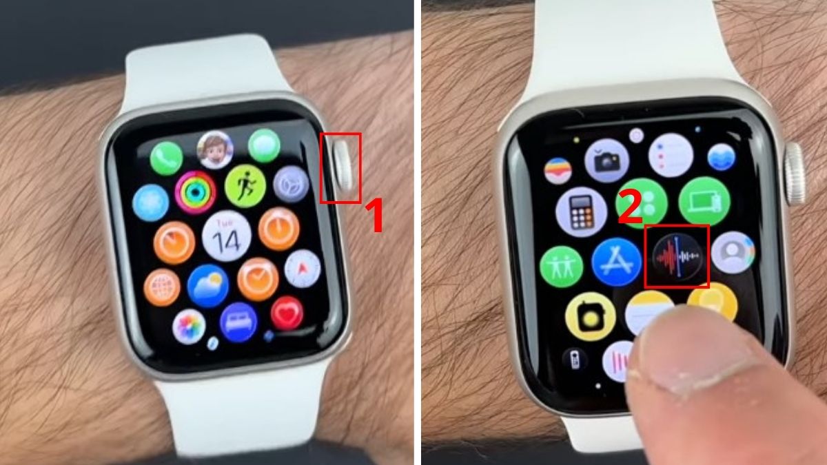 Nhấn Digital Crown và chọn ứng dụng Voice Memos để bắt đầu cách ghi âm trên Apple Watch.