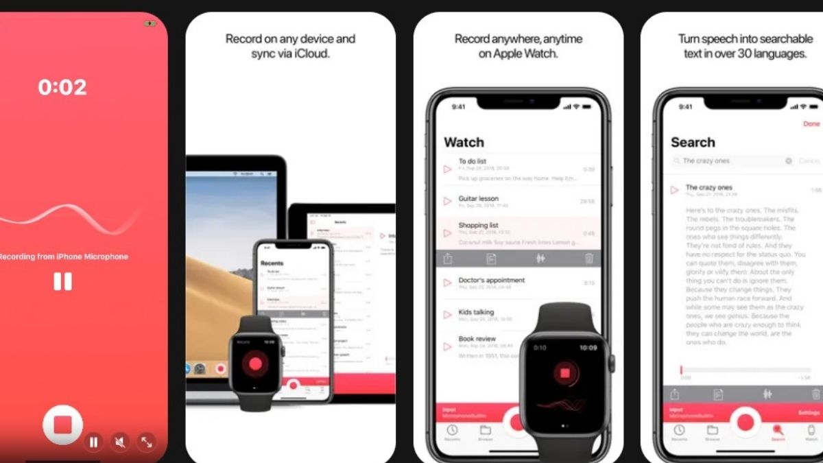 Ứng dụng Just Press Record hỗ trợ ghi âm bằng Apple Watch chuyên nghiệp và đồng bộ iCloud.