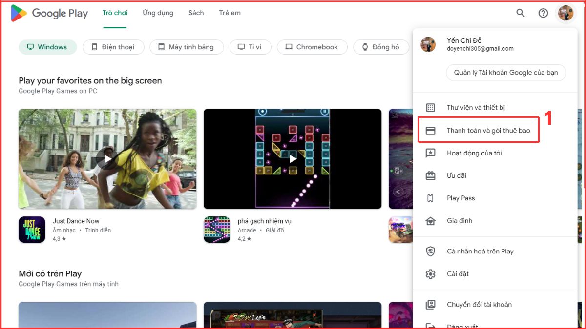 cách hủy thanh toán tự động trên google play web