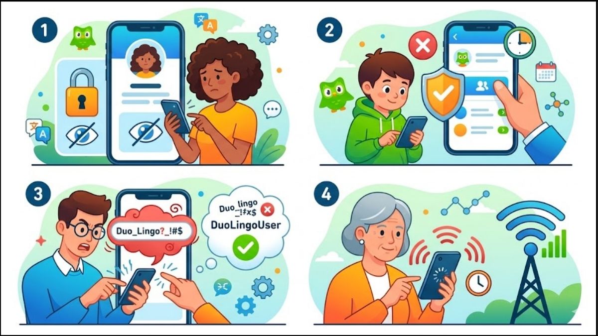 Các lỗi phổ biến cản trở thực hiện cách kết bạn trên duolingo thành công.