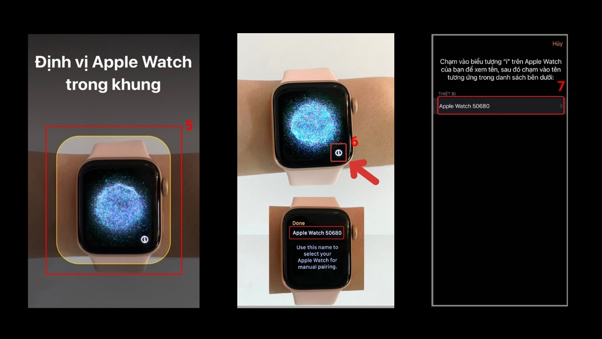 Quét mã để ghép đôi apple watch với điện thoại giúp kích hoạt các tính năng cơ bản.