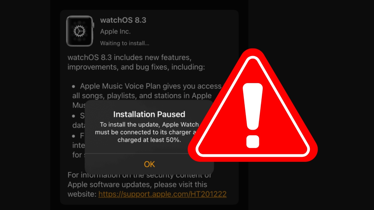 Lỗi không thể cập nhật watchOS khi thực hiện cách kết nối apple watch với android.