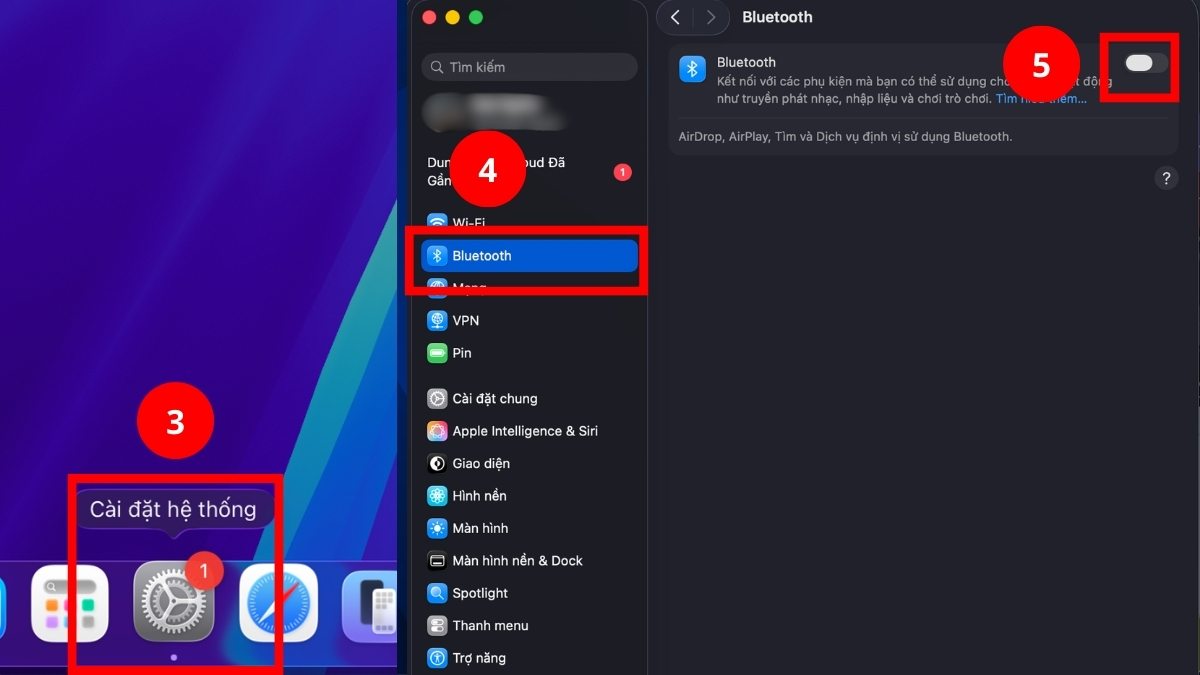 Bật Bluetooth trên Macbook để thực hiện cách kết nối bàn phím bluetooth Logitech với laptop.