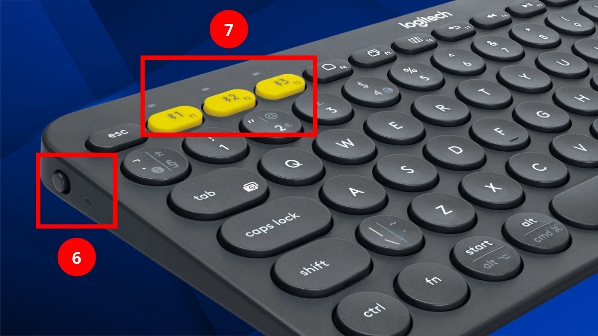 Nhấn giữ phím Bluetooth để sử dụng Swift Pair là cách kết nối bàn phím Logitech.