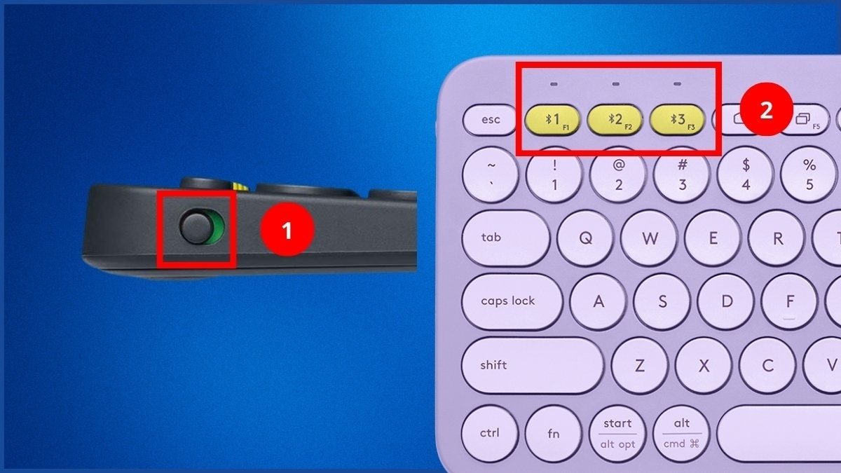 Nhấn giữ nút Bluetooth để kích hoạt cách kết nối bàn phím bluetooth Logitech với laptop.