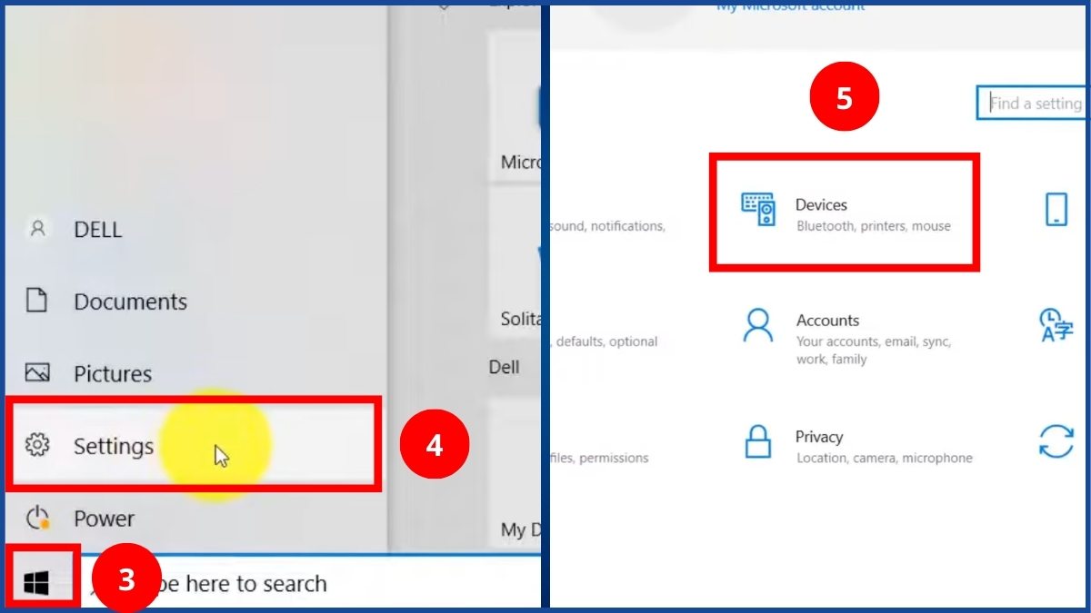 Vào mục Devices trong Settings để thực hiện cách kết nối bàn phím Logitech không dây.