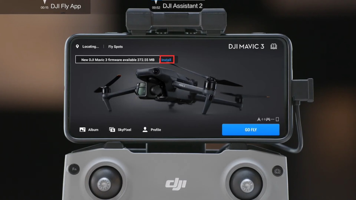 Cập nhật firmware sau khi kích hoạt flycam mới giúp tối ưu hóa hệ thống bay khi kết nối flycam với điện thoại.