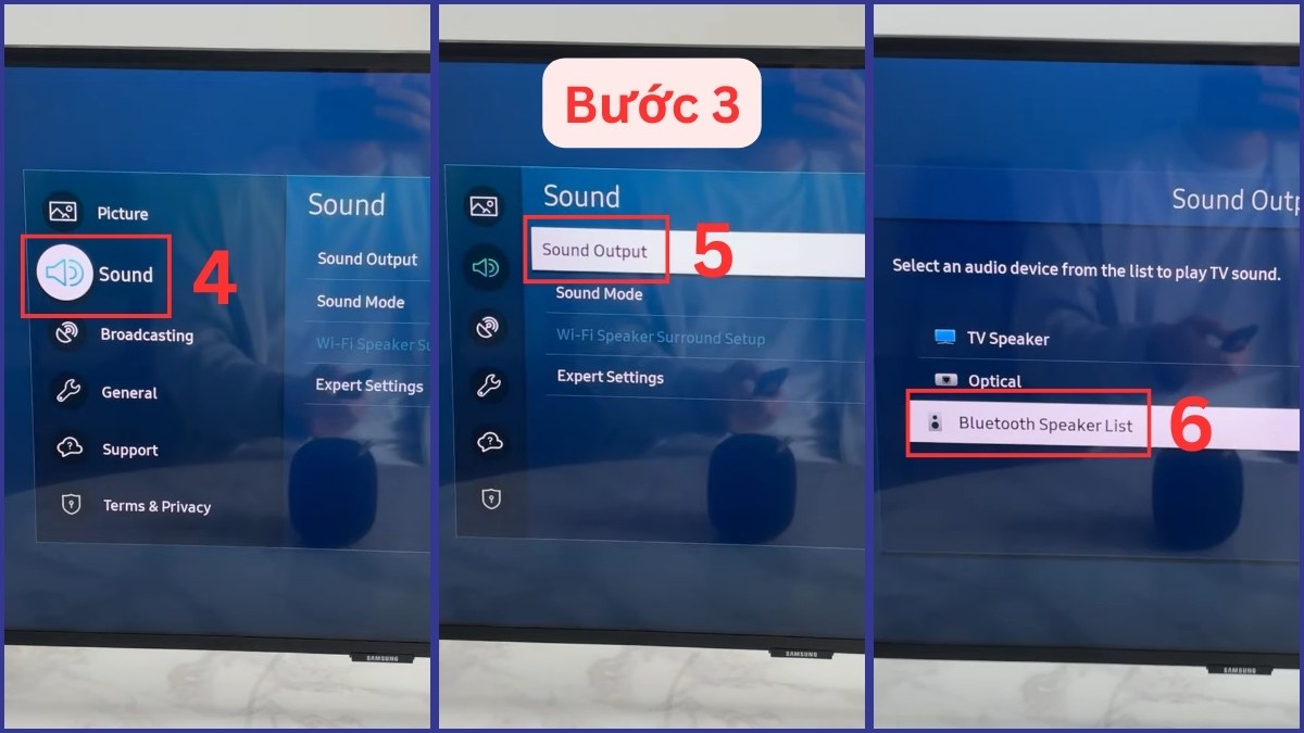 Chọn Bluetooth Speaker List là cách kết nối loa Bluetooth với tivi Samsung đời mới.
