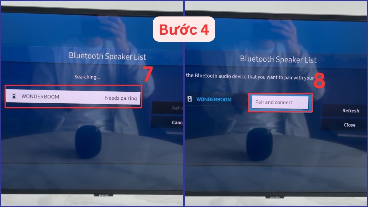 Nhấn Pair and connect để hoàn tất cách kết nối TV Samsung với loa Bluetooth.