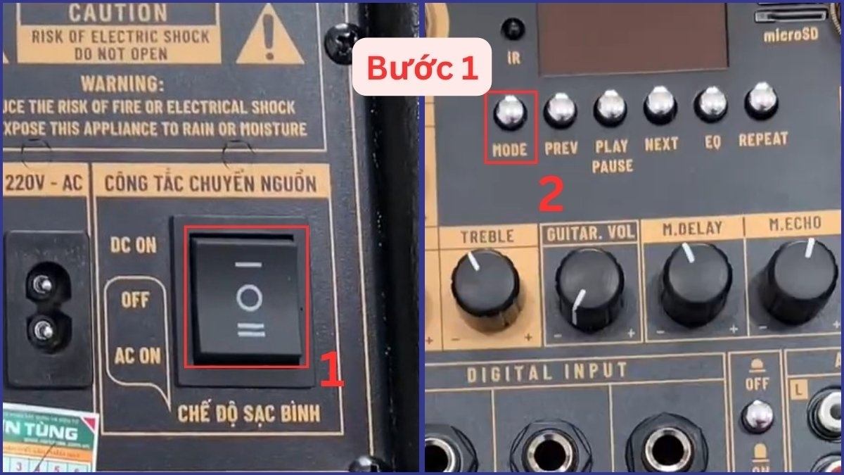 Nhấn nút Mode để thực hiện cách kết nối loa Nanomax với điện thoại qua Bluetooth.