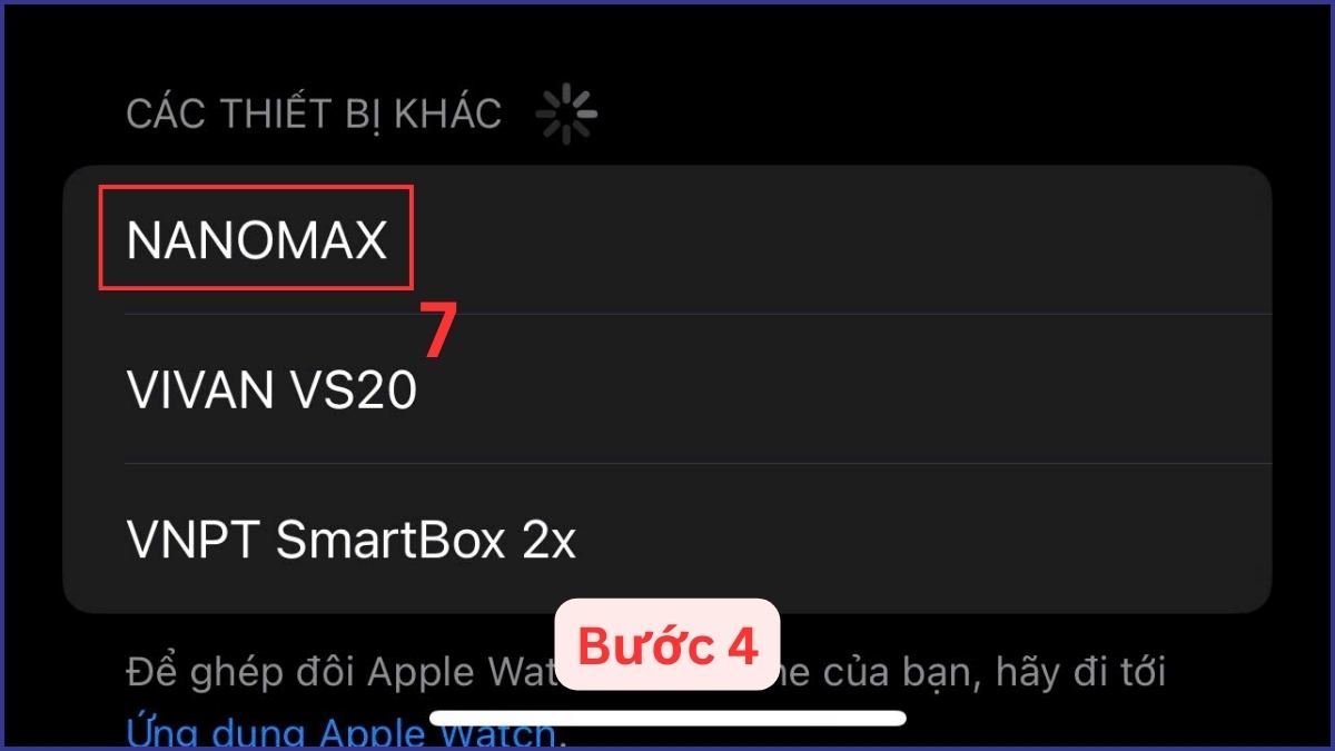 Danh sách thiết bị hiển thị khi thực hiện kết nối bluetooth loa kéo Nanomax thành công.