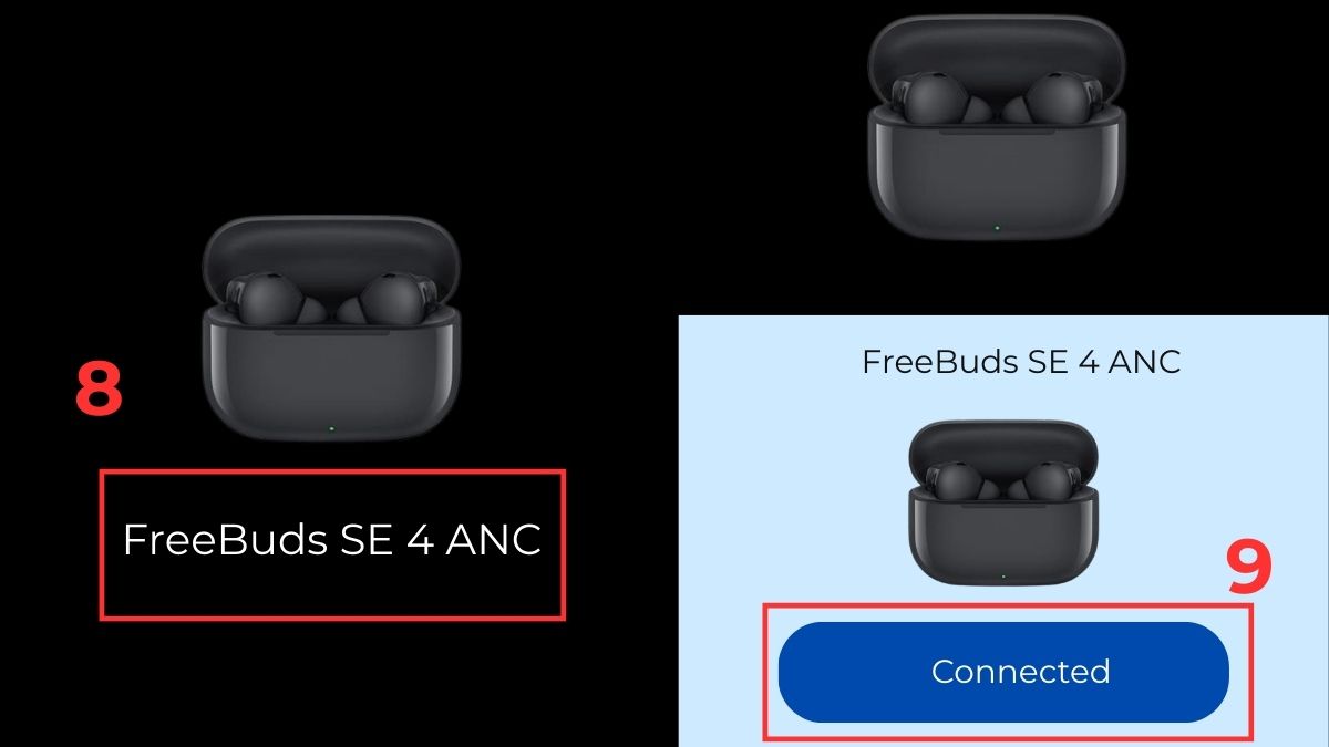 Trạng thái Connected trong AI Life sau khi kết nối tai nghe Huawei thành công.