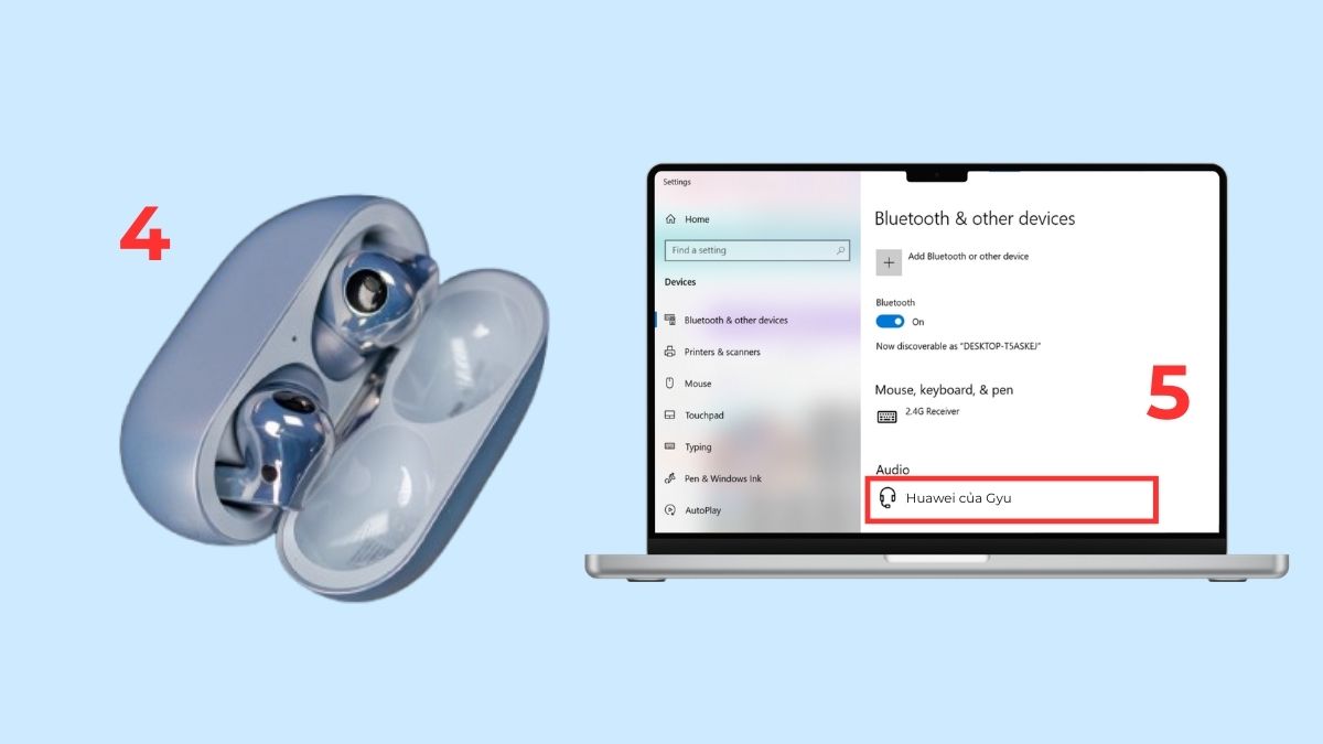 Hoàn tất kết nối tai nghe Huawei với thiết bị thứ hai qua phím chức năng.