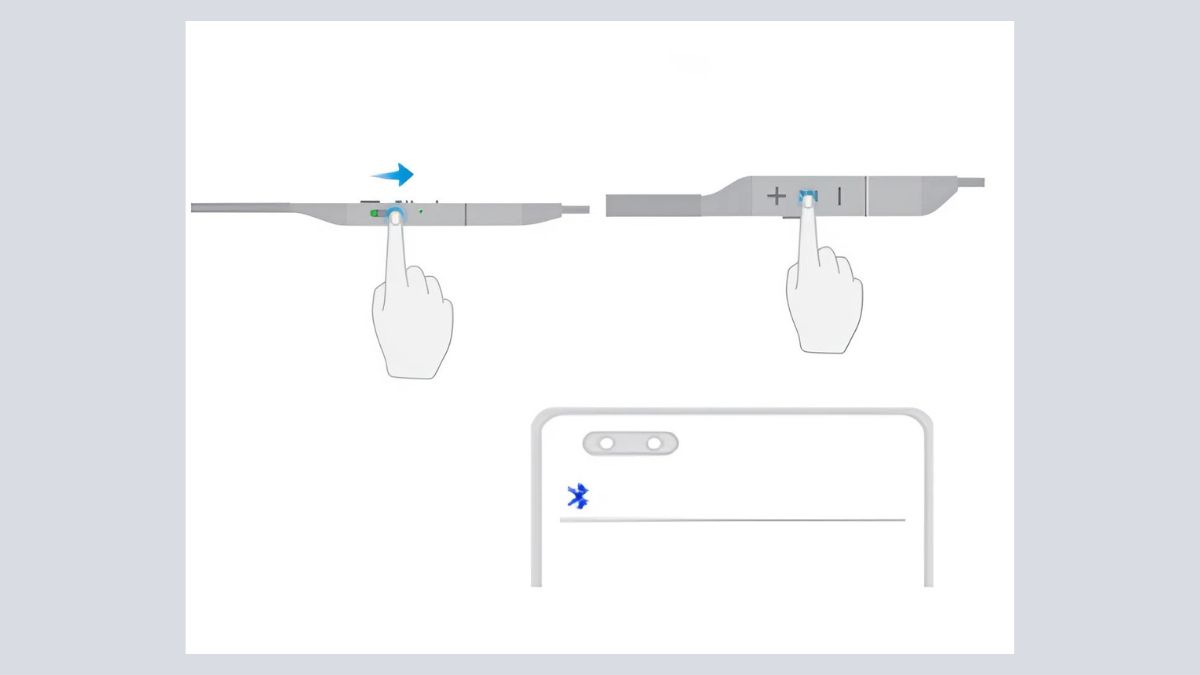 Gạt công tắc nguồn FreeLace Pro 2 để thực hiện cách kết nối tai nghe Huawei.