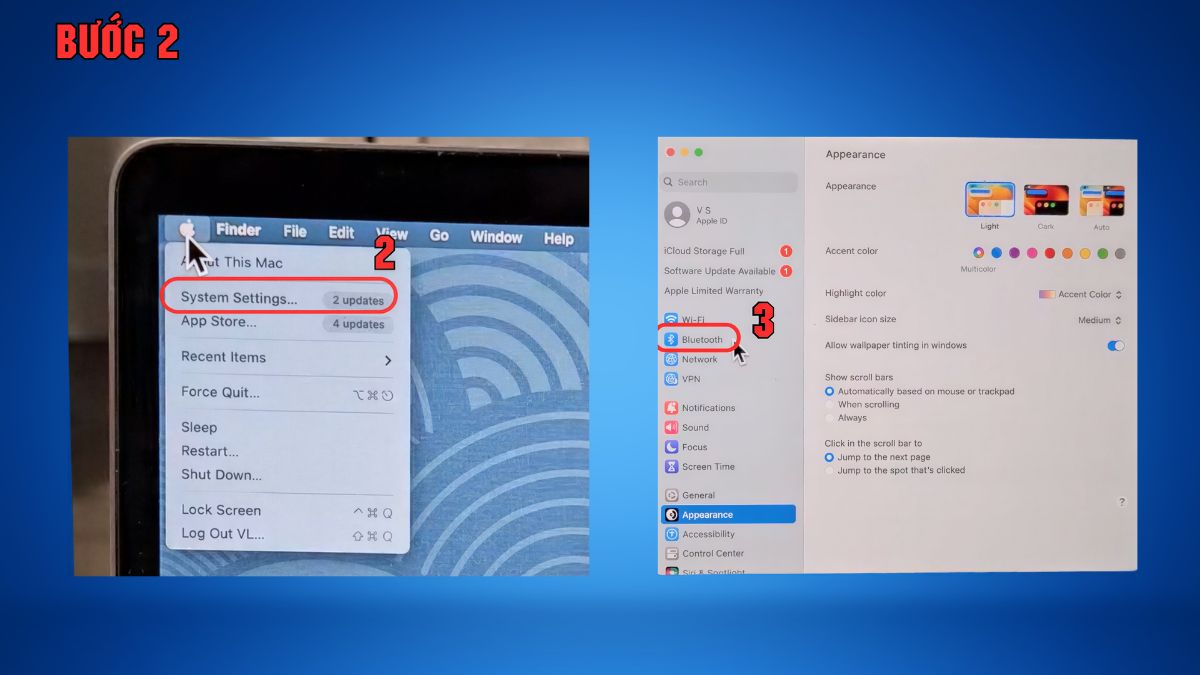 Vào mục Bluetooth trên MacOS để thực hiện cách kết nối tai nghe Sony WH-CH520 với laptop.