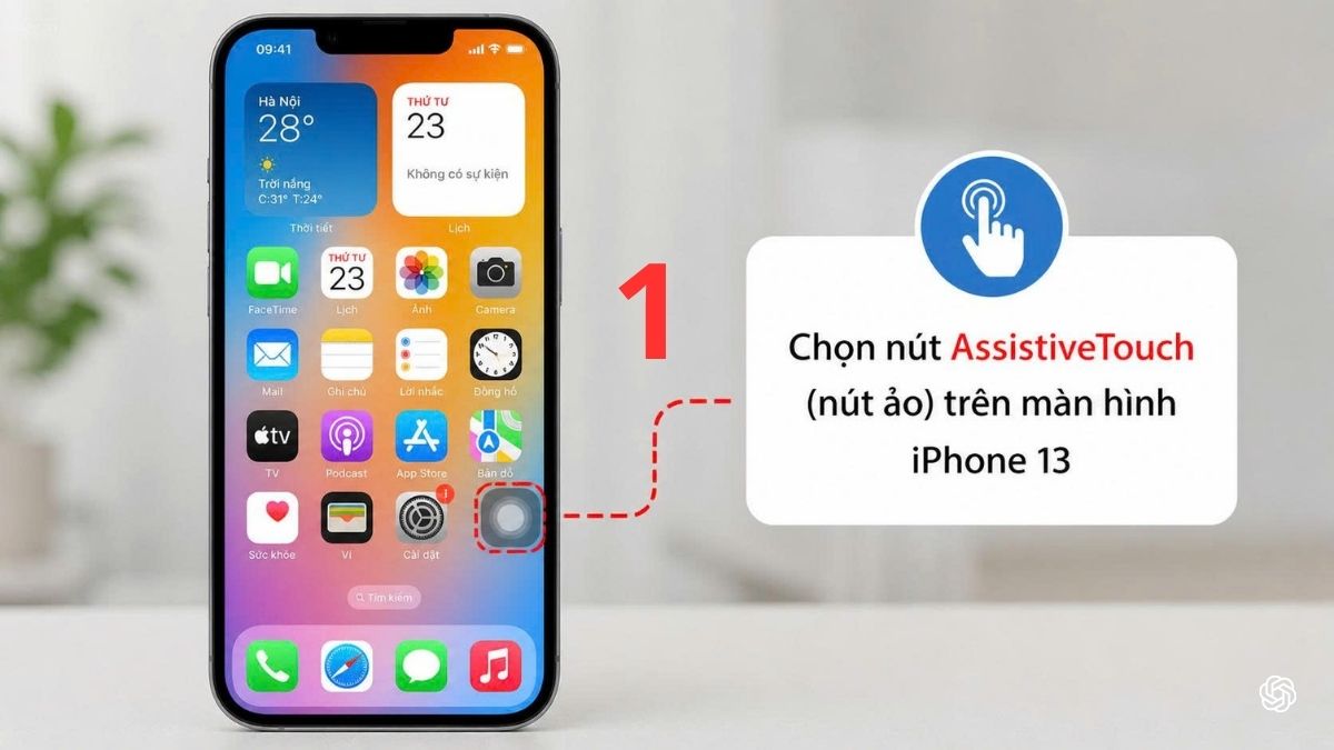Chọn Thiết bị trong menu AssistiveTouch theo cách khởi động lại iphone 13.